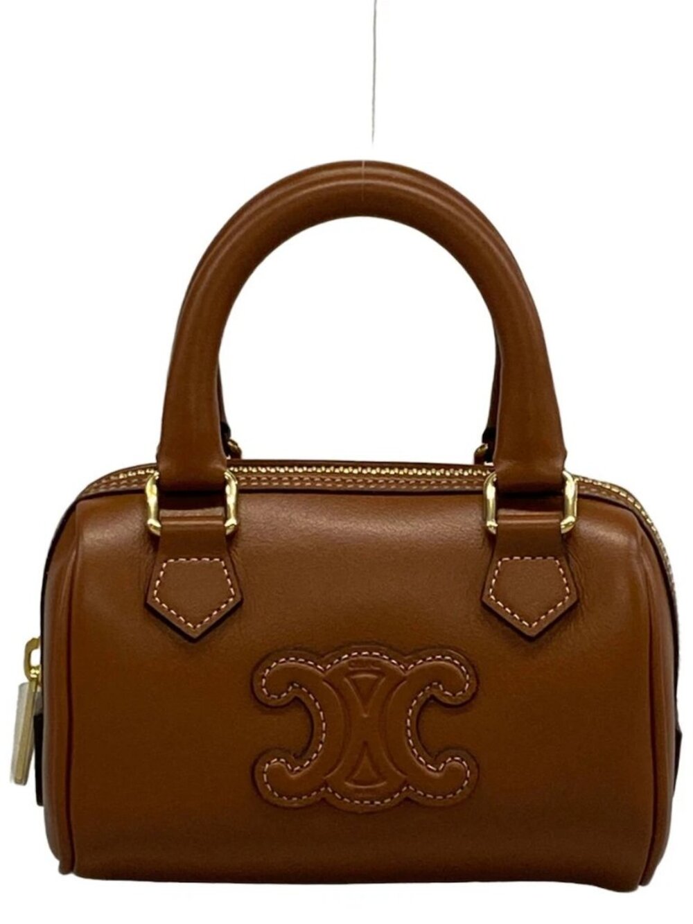 CELINE Trionf Mini Boston Tan (Brown) Calf Skin Handbag